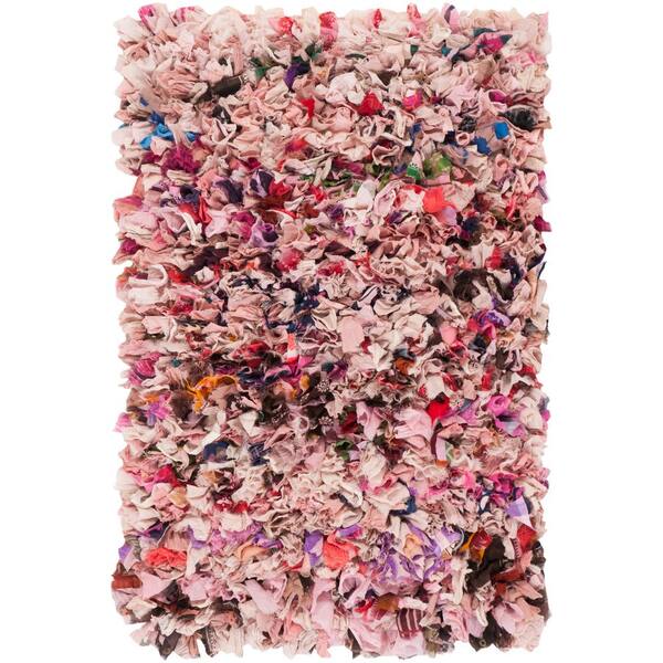 SAFAVIEH Rio Shag Blush Doormat 3 ft. x 5 ft. Solid Area Rug
