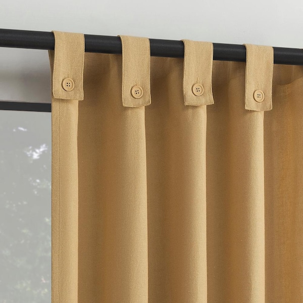 ARCHAEO Boulder Button Tab Camel Cotton Blend 40 in. W x 84 in. L Tab Top Light Filtering Curtain (Single Panel)
