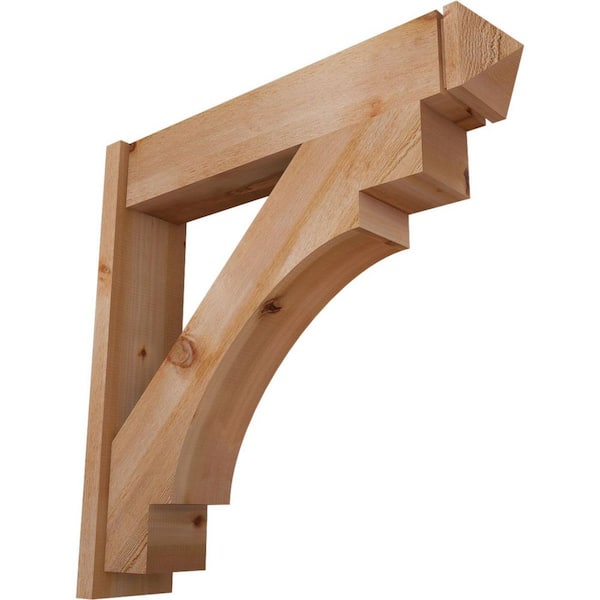 Ekena Millwork 8 in. x 38 in. x 38 in. Western Red Cedar Merced Arts and Crafts Rough Sawn Outlooker