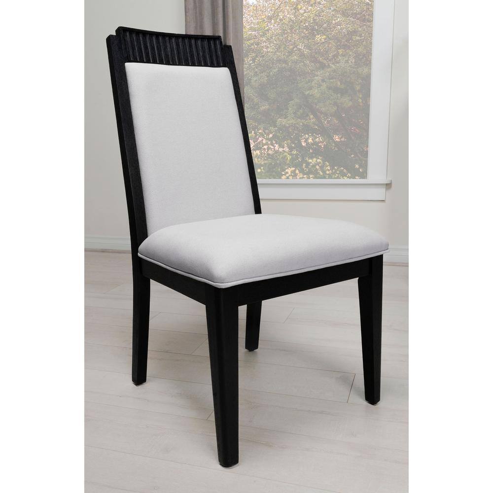 Brookmead Black Wood High Back Upholstered Side Chair