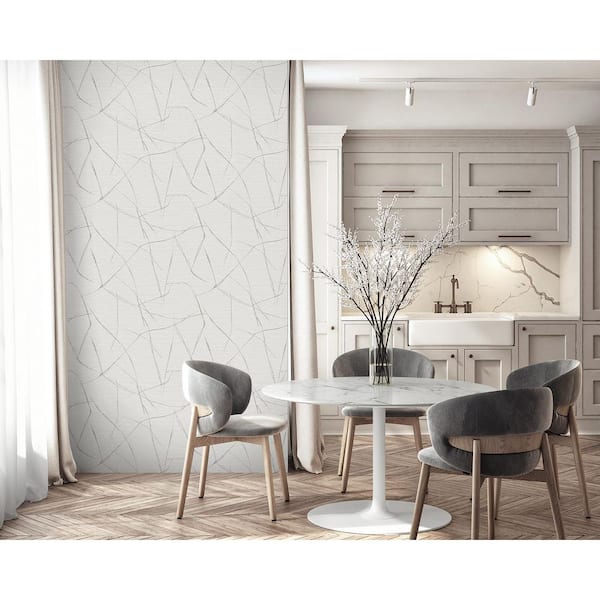 60.75 sq. ft. Grey Mist Davenport Sketch Embossed Vinyl Unpasted Wallpaper Roll