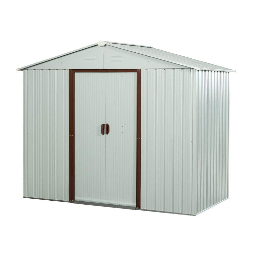 8 ft. W x 4 ft. D Outdoor Metal Storage Shed with Metal Foundation White (32 sq. ft.) price history on PriceWatchPro