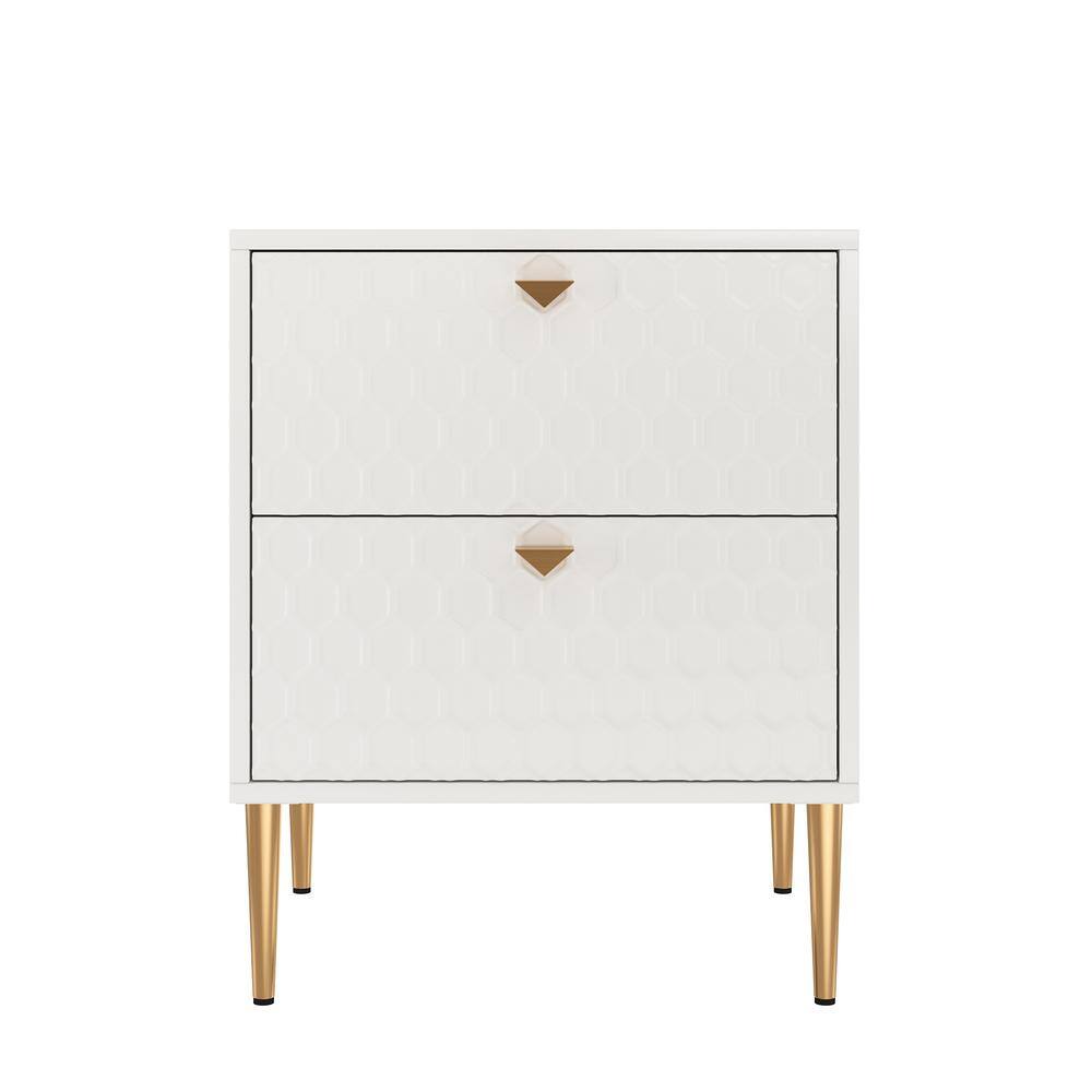 Kepner 2 Drawer Nightstand Color White High Gloss