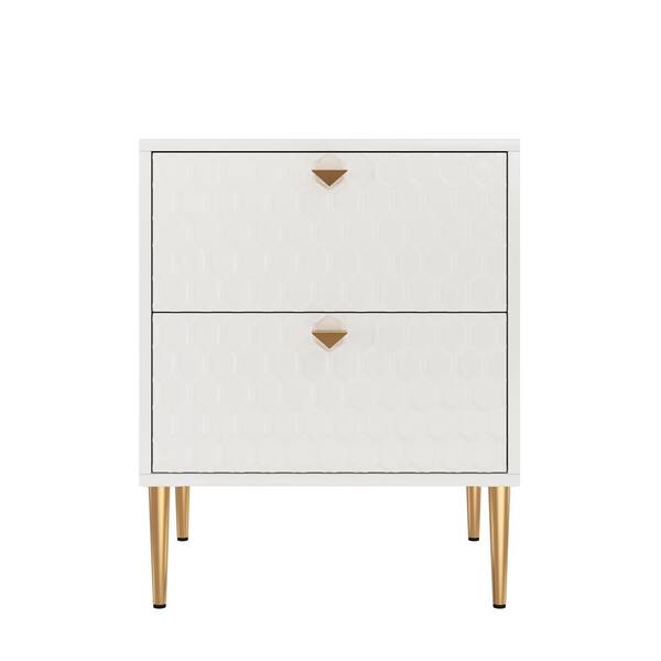 Boyel Living White Honeycomb pattern 3-Drawers Storage Accent Chest with  Golden Stands and Adjustable feet KDCHD-1472A-WH - The Home Depot