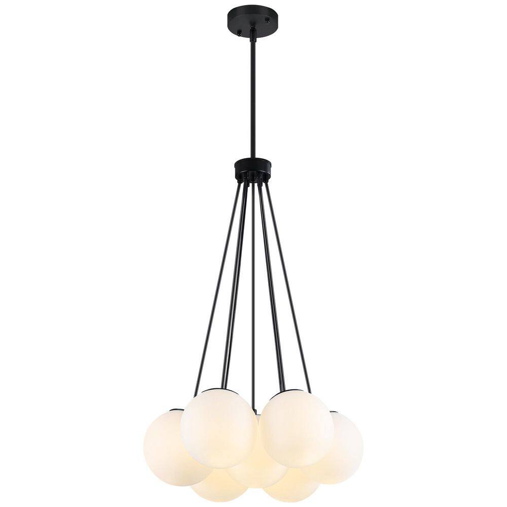 7-Light Mid-Century Black Chandelier with White Glass Shades for Dining Room and Kitchen Island price history on PriceWatchPro