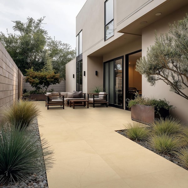 Livingstyle Cream 2 cm x 24 in. x 24 in. Matte Porcelain Stone Look Paver (8 sq. ft./Case)