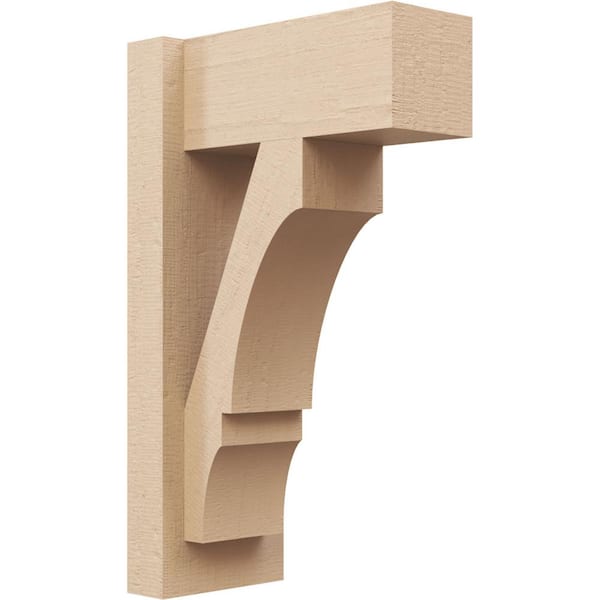 Ekena Millwork 6 in. x 20 in. x 12 in. Balboa Block Rough Cedar Woodgrain Timberthane Polyurethane Outlooker, Primed Tan