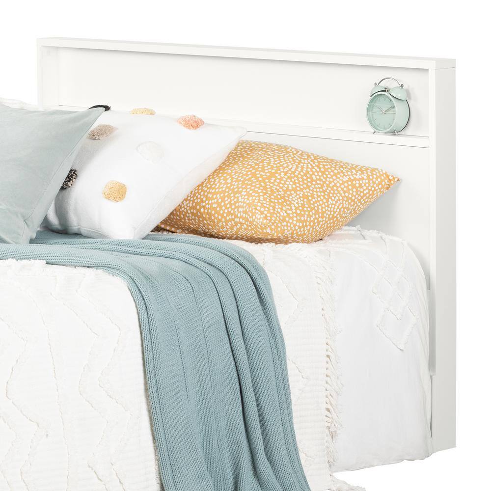 Full White Laminated Particleboard Headboard with Shelf
