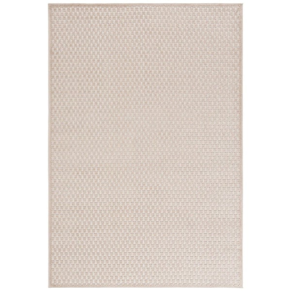Stella Beige 9 ft. x 12 ft. Solid High-Low Tile Indoor/Outdoor Area Rug