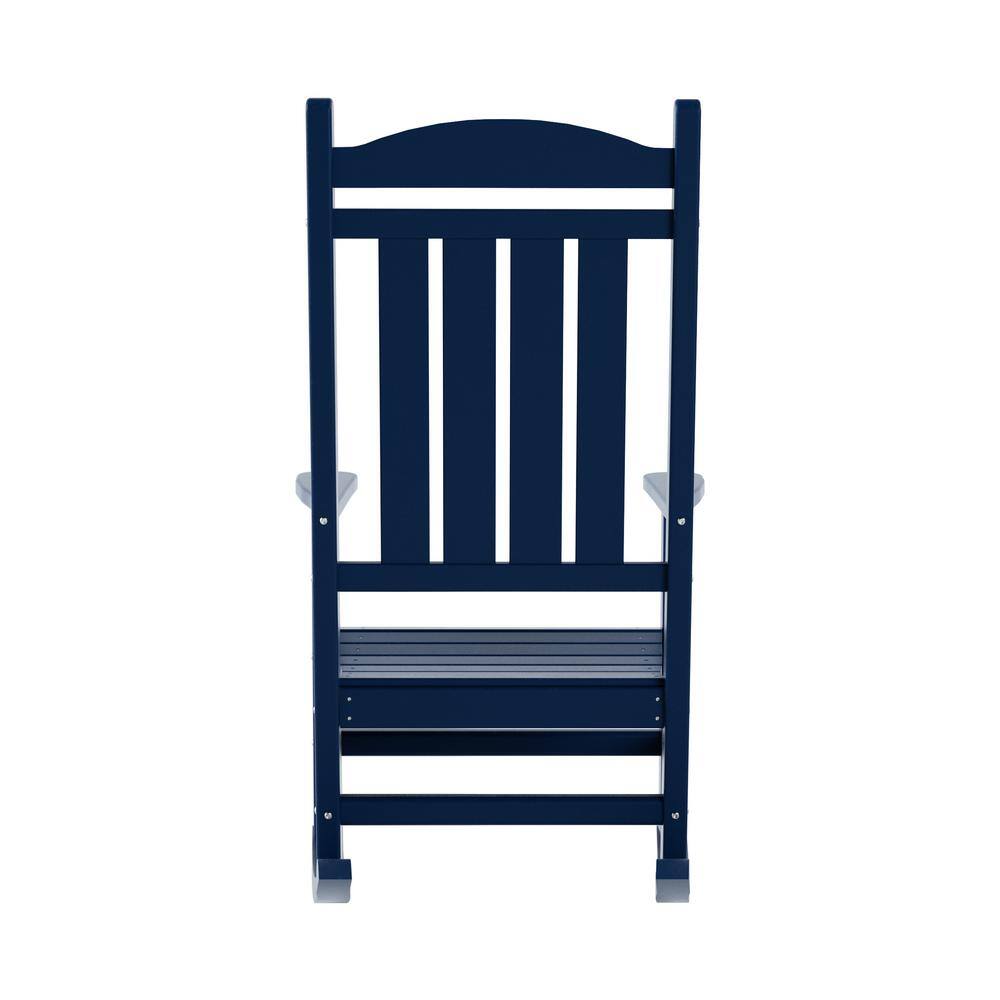 Laguna Navy Blue HDPE Outdoor Patio Rocking Chair with Traditional Slatting