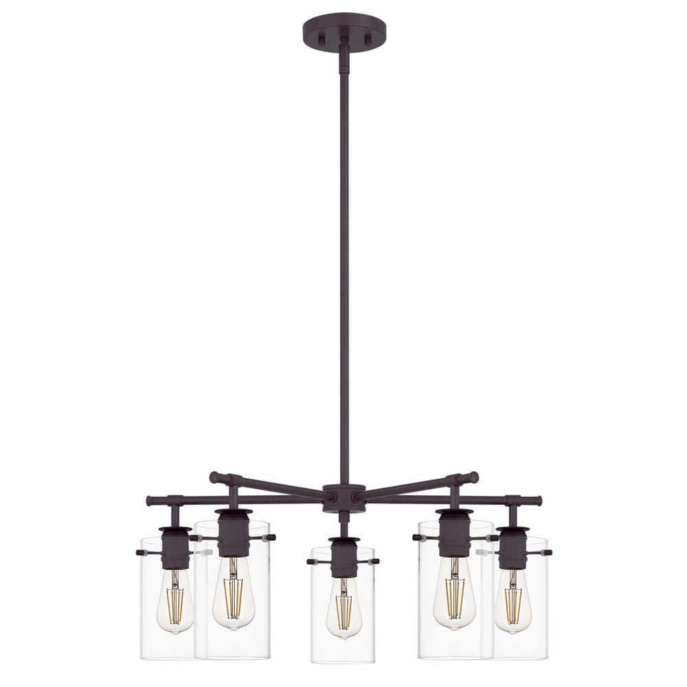 5-Light Espresso Chandelier with Glass Shades