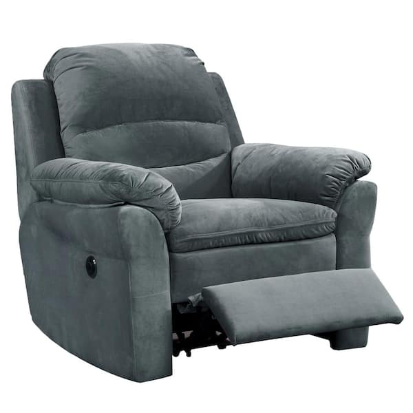 AC Pacific Felix Collection Dark Grey Contemporary Style Fabric Upholstered Living Room Electric Recliner Power Chair