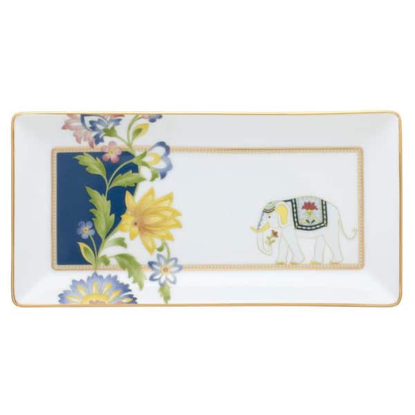 Tusker Garden 9.75 in. (Multi) Porcelain Rectangular Tray