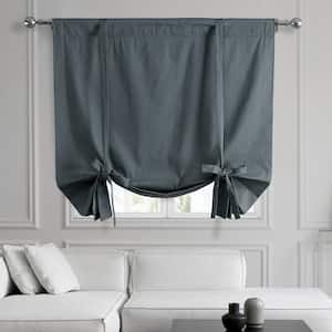 Business Gray Grey Solid Cotton 46 in. W x 63 in. L Room Darkening Rod Pocket Tie-Up Window Shade (1 Panel)
