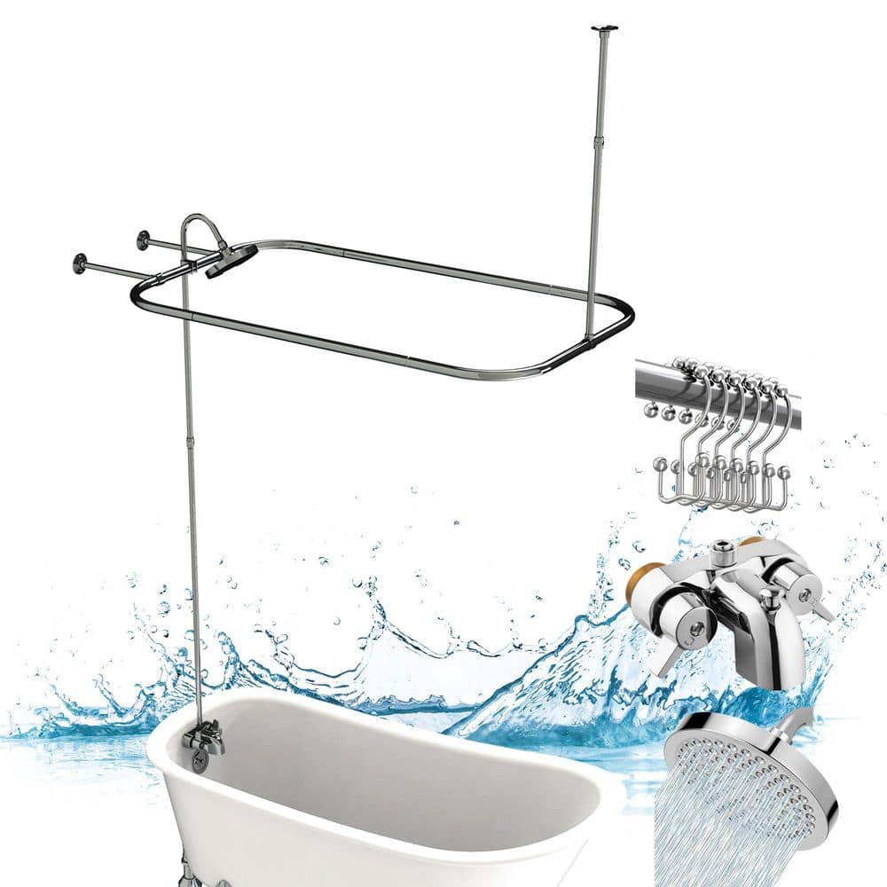 48 in. x 27 in. Rectangular Claw foot Tub Shower Curtain Rod Kit, Clawfoot Tub Shower Kit, Chrome price history on PriceWatchPro