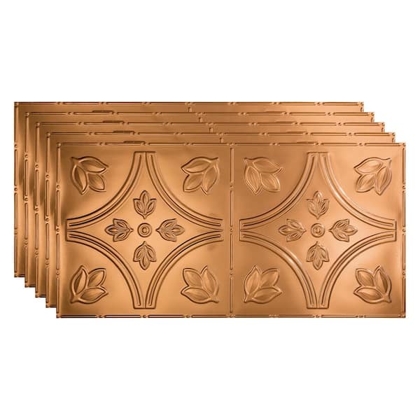 Traditional #5 2 ft. x 4 ft. Glue Up Vinyl Ceiling Tile in Polished Copper (40 sq. ft.)