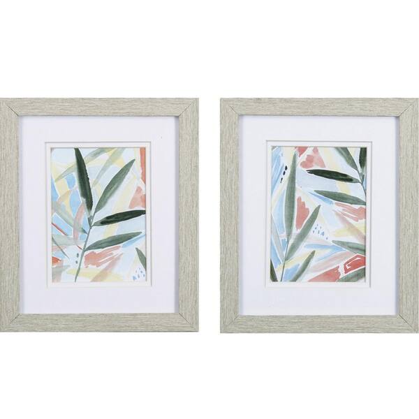 HomeRoots 11 X 9 in. Watercolor Wooden Tropical Palms 1-Wall Art (Set of 2)