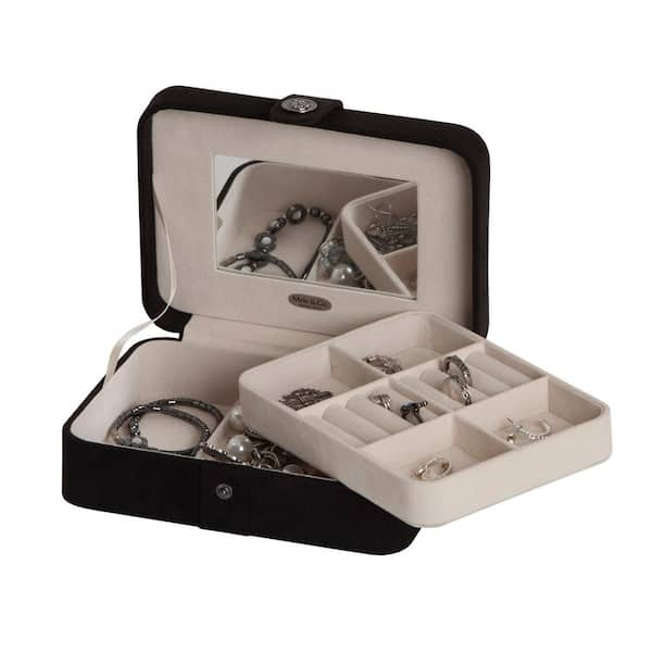 Mele & Co Giana Black Plush Fabric Jewelry Box