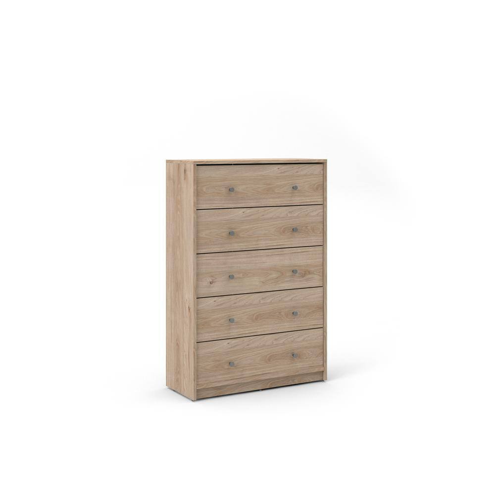 Jackson Hickory Vertical 5-Drawer Chest with Pewter Handles