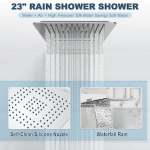 10 in. 3-Jet Mixer Shower System Combo Set Wall Mount Waterfall Rainfall Shower Head and Handshower in Chrome