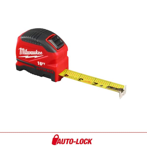Milwaukee 16 ft. Compact Auto Lock Tape Measure with Fractional Scale