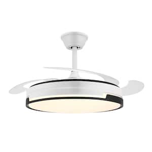 42 in. Blade Span Smart Indoor White Low Profile Retractable Ceiling Fan with 3-Color Change LED with Remote Included