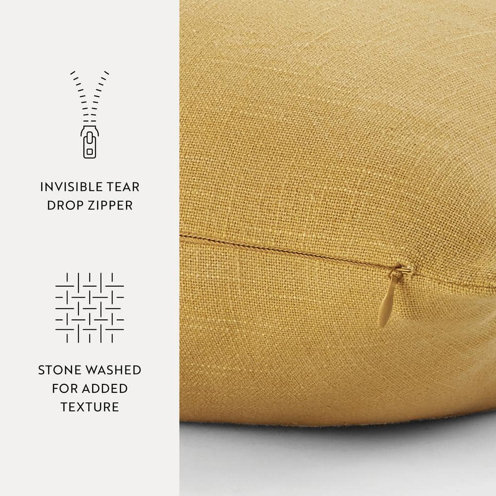 Mustard Yellow Cotton Distressed 20" Square Throw Pillow Set
