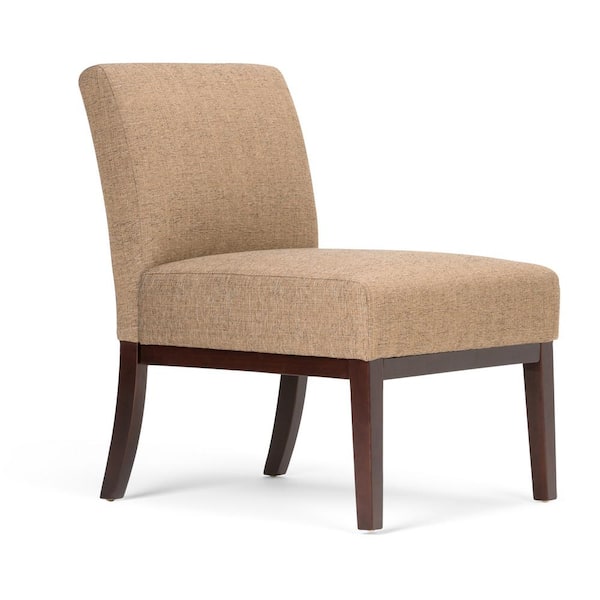 Simpli Home Upton Brown Fabric Slipper Chair