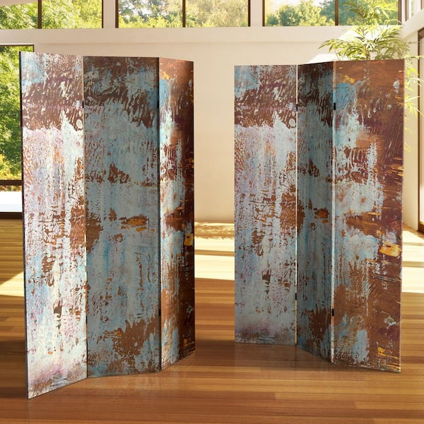 Oriental Furniture 6 ft. Rust Printed 3-Panel Room Divider