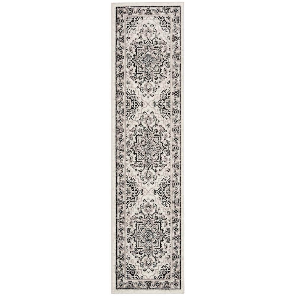 SAFAVIEH Skyler Gray/Ivory 2 ft. x 14 ft. Border Runner Rug SKY126K-214 ...