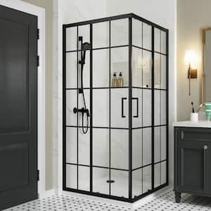 36 in. W. x 36 in. D x 72 in. H Sliding Frameless Corner Shower Enclosure in Matte Black With 1/4 in. Clear Glass