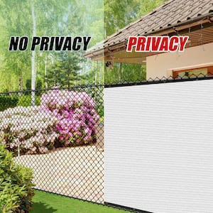 5 ft. x 50 ft. White Privacy Fence Screen Mesh Fabric Cover Windscreen with Reinforced Grommets for Garden Fence