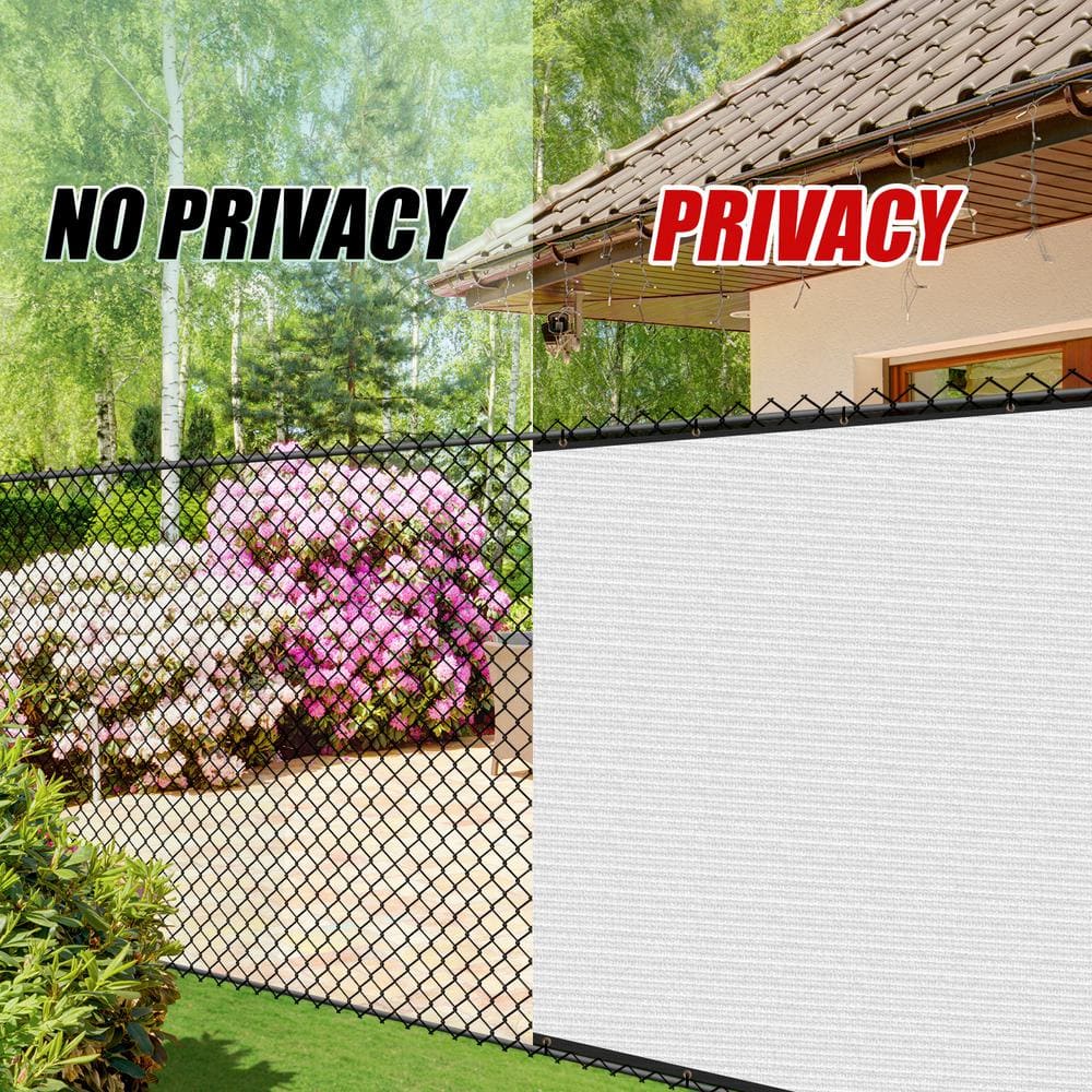 6 ft. x 50 ft. White HDPE Privacy Fence Screen with Reinforced Grommets