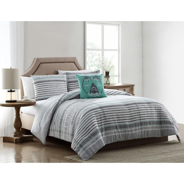 Morgan Home Harvey Grey Striped Full/Queen Comforter Set