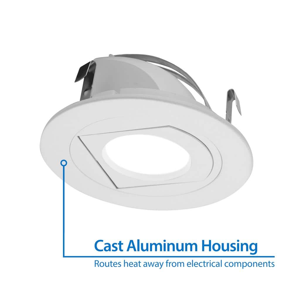 White Aluminum 4'' Dimmable LED Recessed Downlight Kit