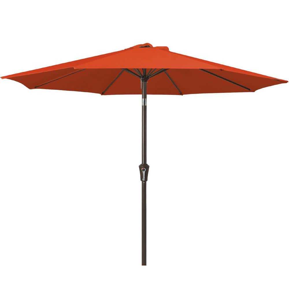 Air Vented 9 ft. Alloy Steel Market Solar Tilt Half Patio Umbrella in Orang