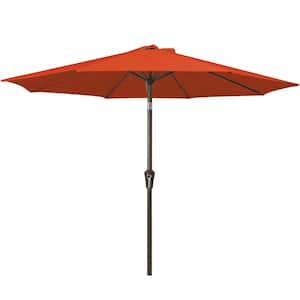 Air Vented 9 ft. Alloy Steel Market Solar Tilt Half Patio Umbrella in Orange