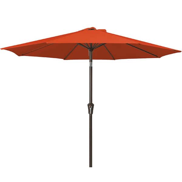 Unbranded Air Vented 9 ft. Alloy Steel Market Solar Tilt Half Patio Umbrella in Orange