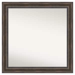 Rustic Pine Brown 33.5 in. x 33.5 in. Custom Non-Beveled Wood Framed Batthroom Vanity Wall Mirror