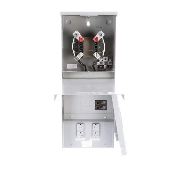 Talon Temporary Power Outlet Panel with Two 20 Amp Duplex Receptacles Top Fed Ringless Meter Socket