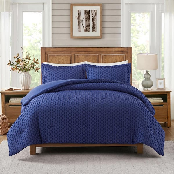 JML 3-Piece Navy Microfiber King Comforter Set JHCS02-NAVY-K - The Home ...