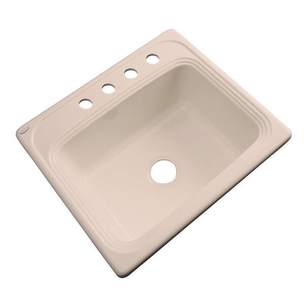 Thermocast Wellington Drop-in Acrylic 25x22x9 in. 4-Hole Single Bowl Kitchen Sink in Peach Bisque