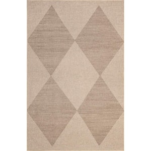 Simple Diamond Easy-Jute Machine Washable Natural Doormat 3 ft. x 5 ft. Accent Rug