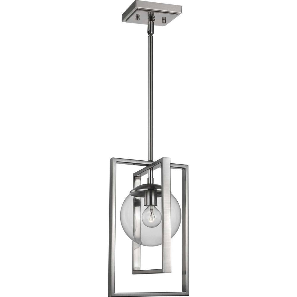 Atwell 8'' Brushed Nickel Luxe Globe Pendant with Clear Glass Shade
