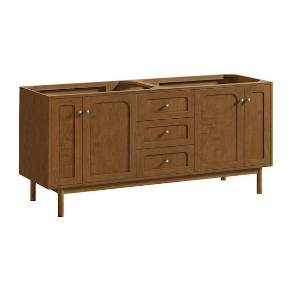 Laurent 71.9 in. W x 23.0 in. D x 33.0 in. H Double Bath Vanity Cabinet without Top in Honey Oak
