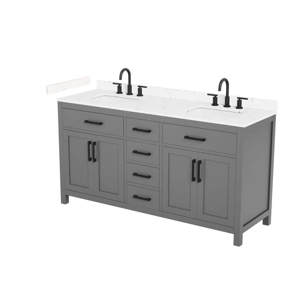 Beckett 66 in. Double Freestanding Dark Gray Bath Vanity with Top price history on PriceWatchPro