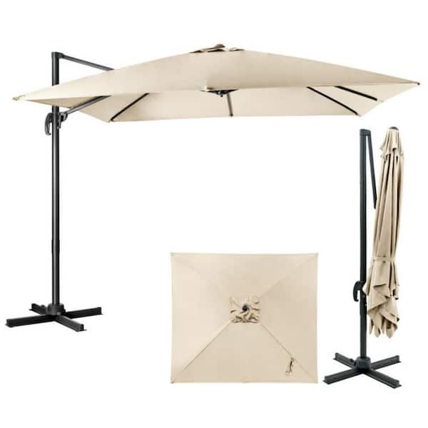 Clihome 10 ft. x 10 ft. Cantilever Offset Square Patio Umbrella in Beige with 3 Tilt Settings