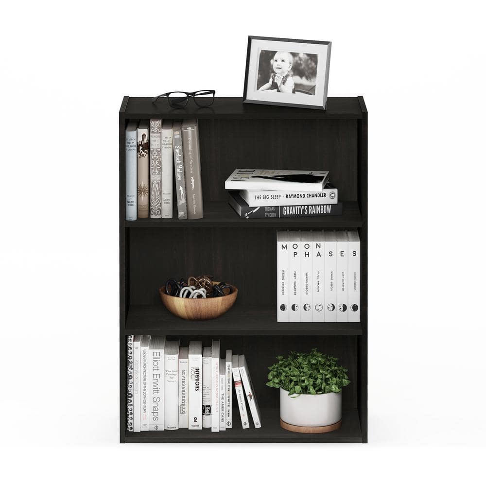 Espresso 3-Tier Wood Open Bookshelf