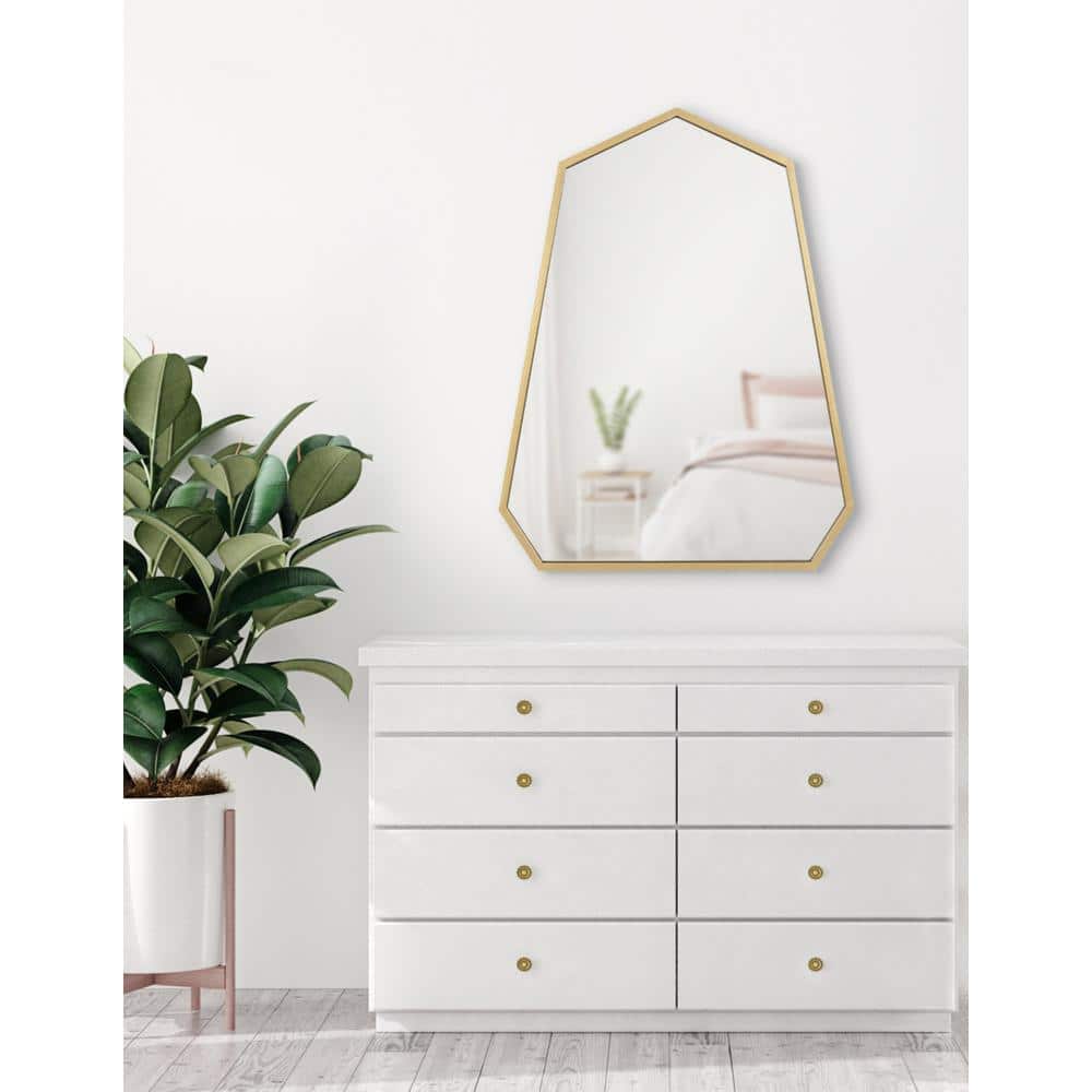 Hammell 23" x 30" Gold Geometric Heptagon Wall Mirror