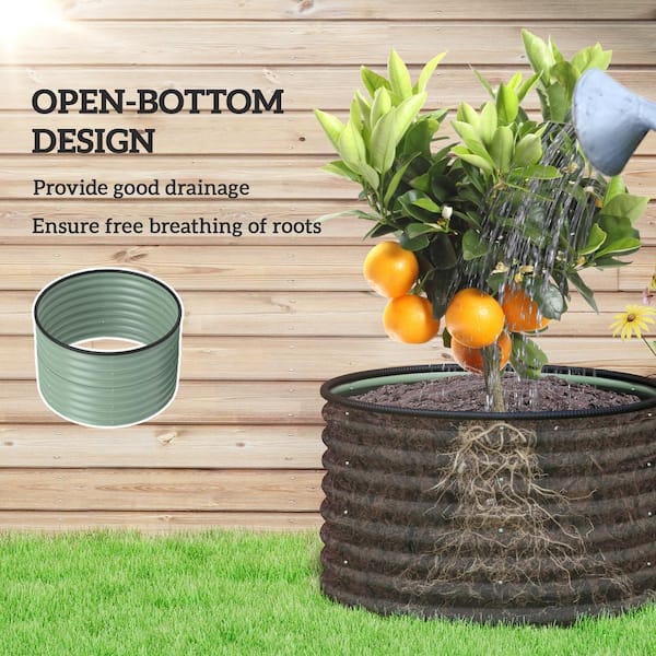 Outsunny - Galvanized Steel Raised Garden Bed, Set of 2 Planter Box with Safety Edging, Easy-to-assemble, Light Green